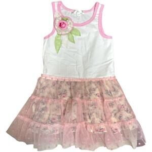 Baby Sara White Pink Sleeveless Tulle Bottom Dress Girls Size 2T